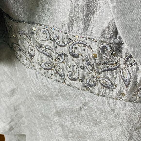 R&M Richards Sz 18W 2-Piece Silver Embroidered Cocktail Dress with Jacket Formal - Picture 7 of 11